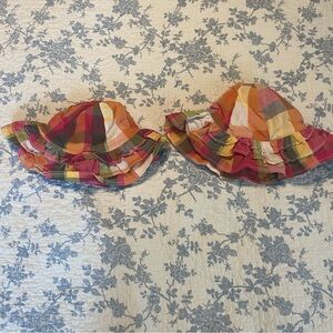 Vintage Gymboree Matching Sibling Plaid Sun Hats Size 0-12 Months and 2T/3T